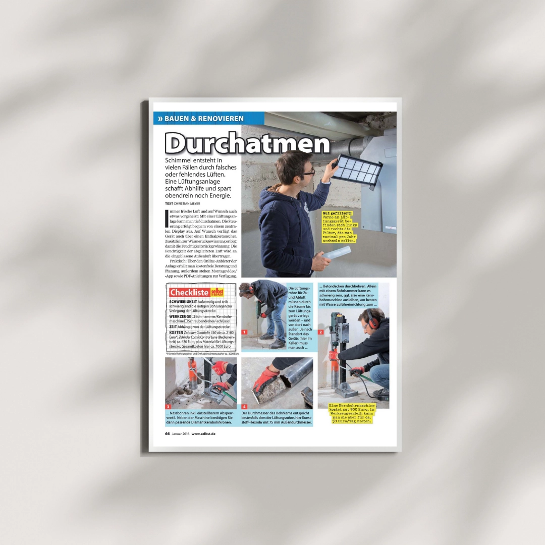 Installation zentrale Lüftungsanlage (Heimwerker-Magazin "Selbst ist der Mann")